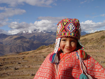 Quechua boy with the Incas background