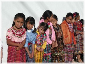 mayan children in line